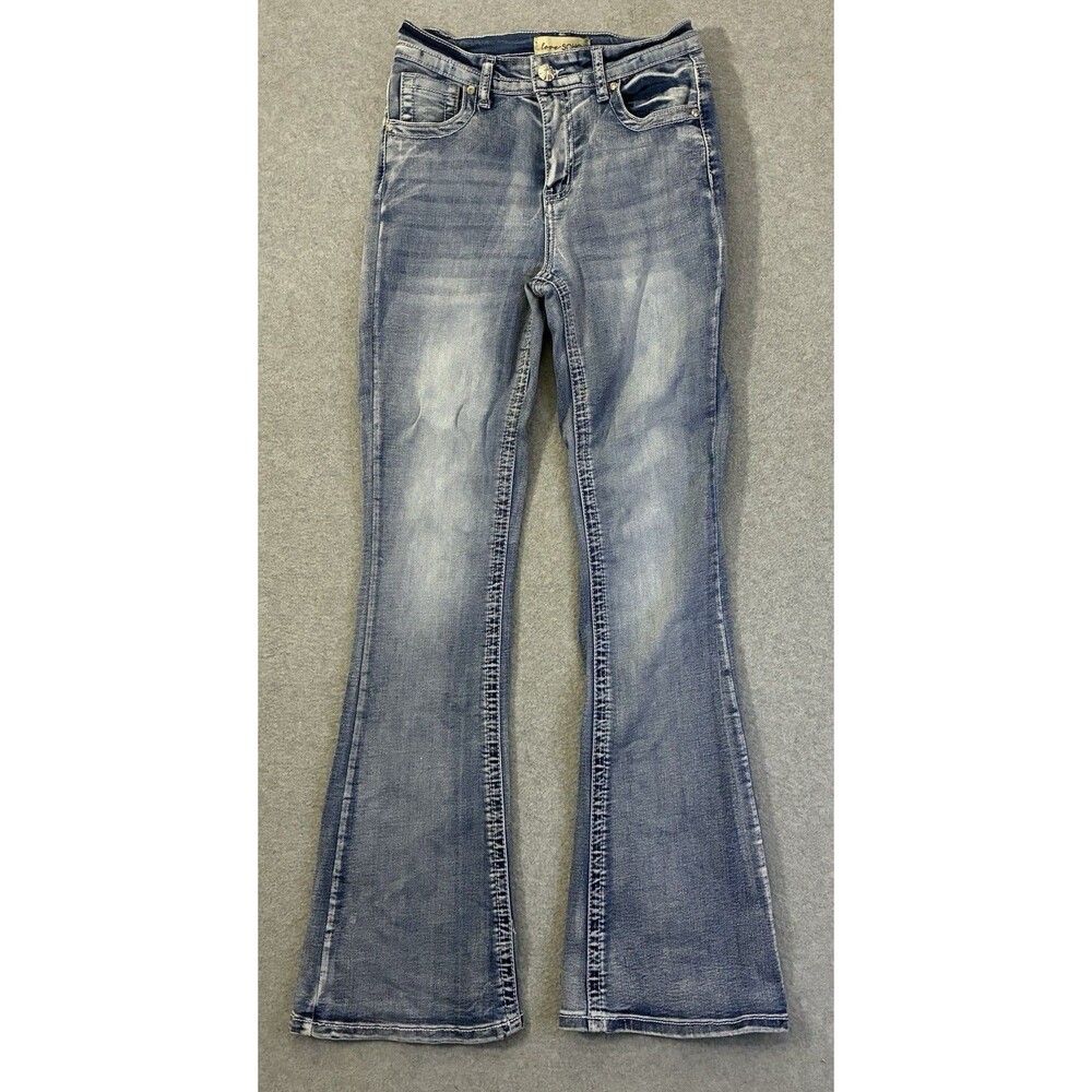 Women’s Love SOHO Jeans Size 3 Flare Bootcut Embellished Rhinestone Y2K Blue